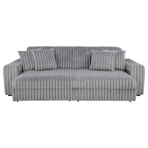 Laughton Corduroy Upholstered Dual Power Chaise Sofa Grey