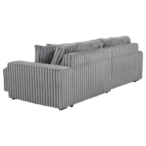 Laughton Corduroy Upholstered Dual Power Chaise Sofa Grey