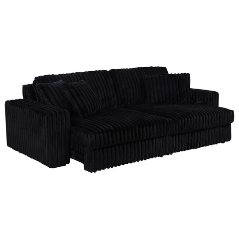 Laughton Corduroy Upholstered Dual Power Chaise Sofa Black