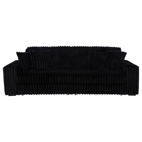 Laughton Corduroy Upholstered Dual Power Chaise Sofa Black