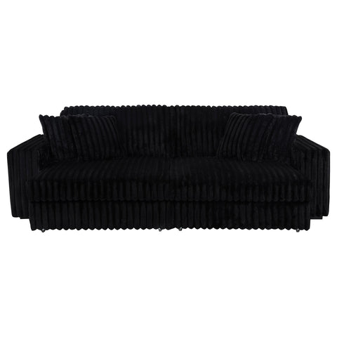 Laughton Corduroy Upholstered Dual Power Chaise Sofa Black