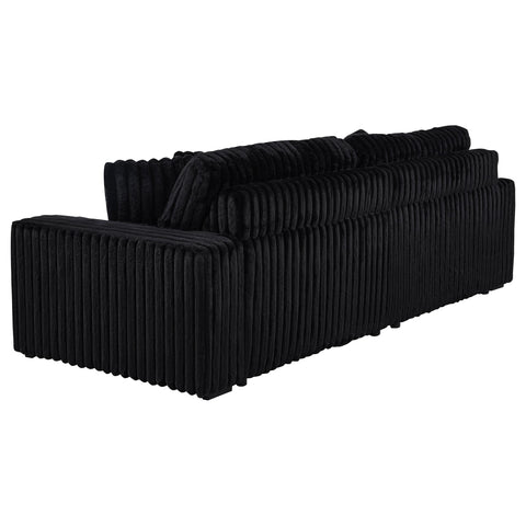 Laughton Corduroy Upholstered Dual Power Chaise Sofa Black
