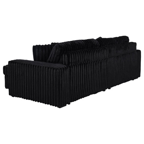Laughton Corduroy Upholstered Dual Power Chaise Sofa Black