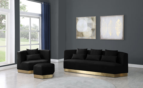 Lucas Black Velvet Ottoman Ott