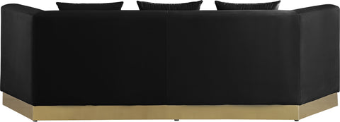 Prescott 93" Black Velvet Upholstered Sofa, 1 Piece