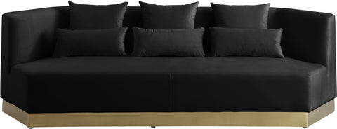 Prescott 93" Black Velvet Upholstered Sofa, 1 Piece