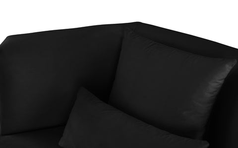 Prescott 93" Black Velvet Upholstered Sofa, 1 Piece