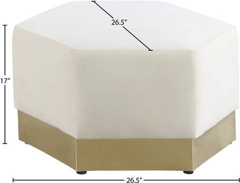Lucas Cream Velvet Ottoman Ott