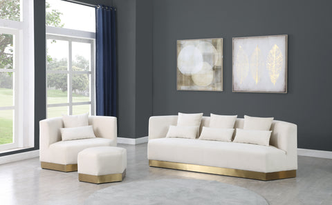 Lucas Cream Velvet Ottoman Ott
