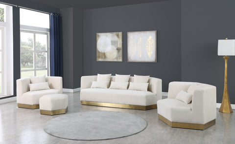 Lucas Cream Velvet Ottoman Ott