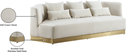 Prescott 93" Cream Velvet Upholstered Sofa, 1 Piece