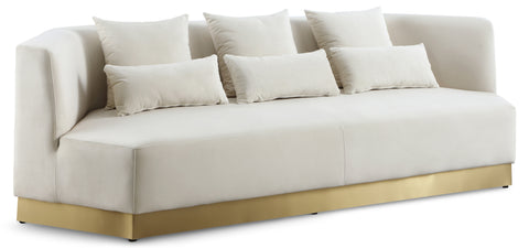 Prescott 93" Cream Velvet Upholstered Sofa, 1 Piece