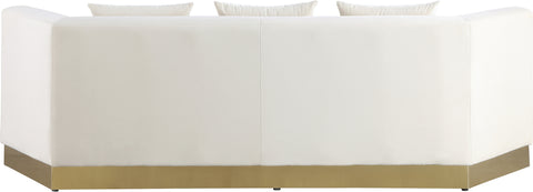 Prescott 93" Cream Velvet Upholstered Sofa, 1 Piece