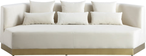 Prescott 93" Cream Velvet Upholstered Sofa, 1 Piece