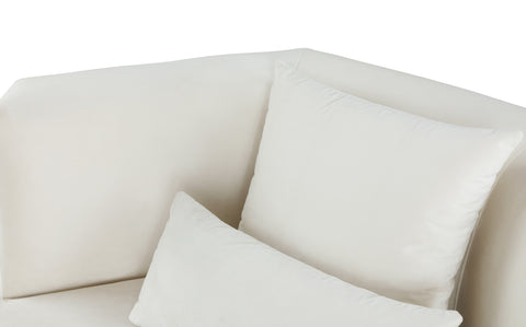 Prescott 93" Cream Velvet Upholstered Sofa, 1 Piece