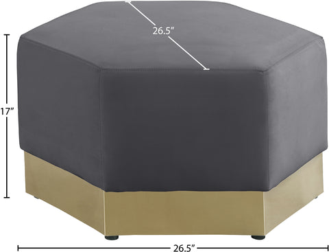 Lucas Grey Velvet Ottoman Ott