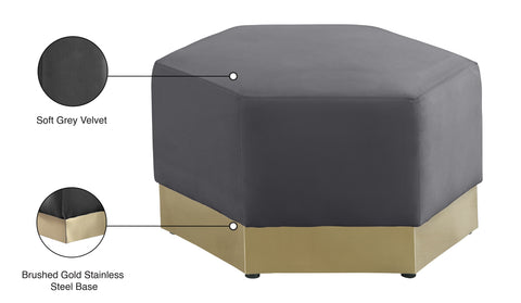 Lucas Grey Velvet Ottoman Ott