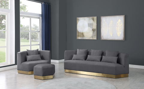 Lucas Grey Velvet Ottoman Ott