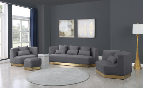 Lucas Grey Velvet Ottoman Ott
