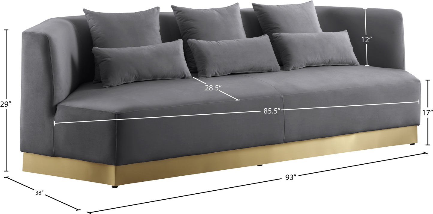 lucas grey velvet sofa s