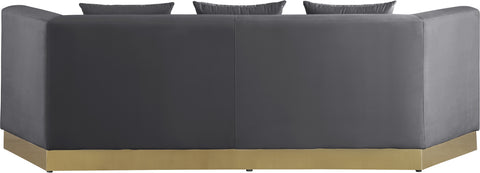 Prescott 93" Grey Velvet Upholstered Sofa, 1 Piece