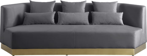 Prescott 93" Grey Velvet Upholstered Sofa, 1 Piece