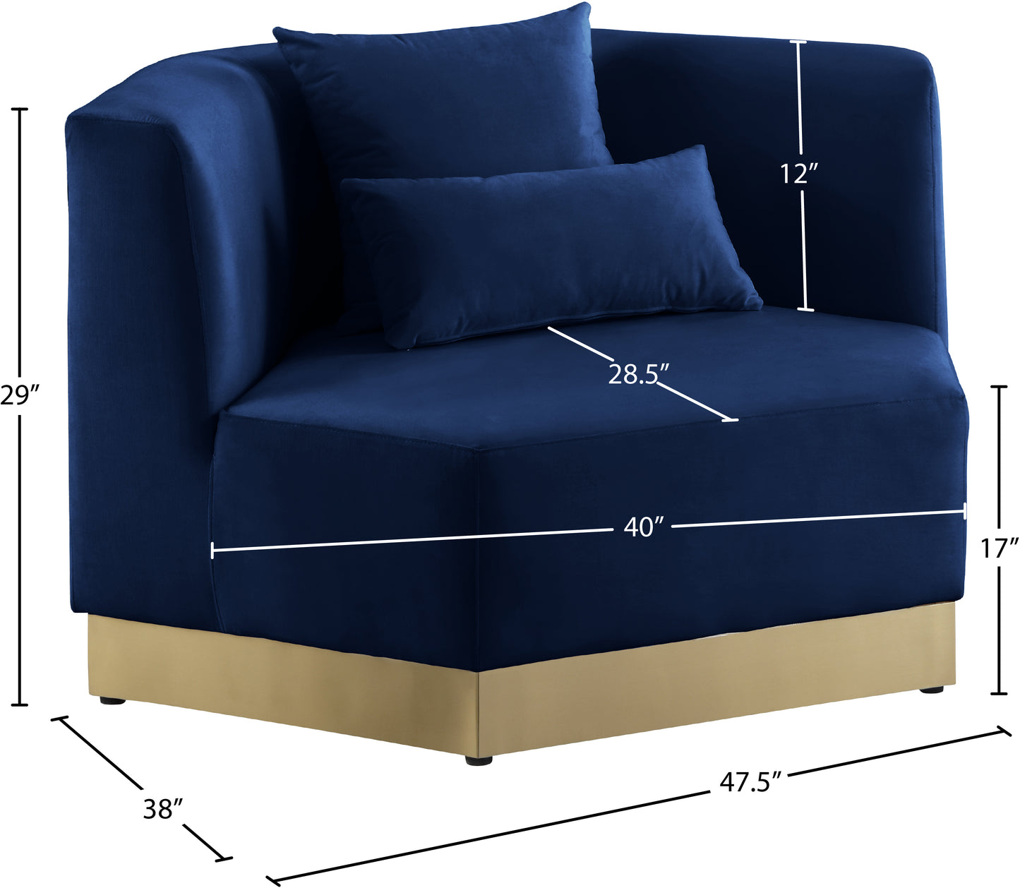 lucas navy velvet chair c