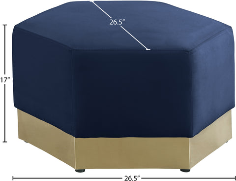 Lucas Navy Velvet Ottoman Ott