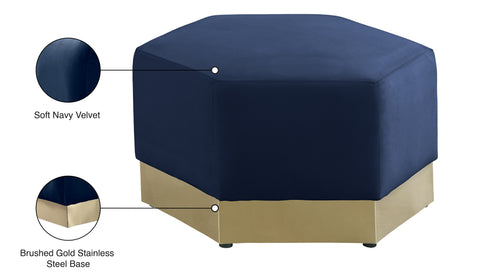 Lucas Navy Velvet Ottoman Ott