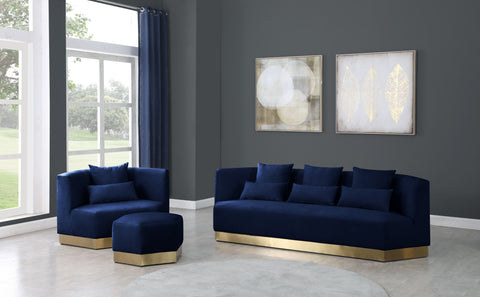 Lucas Navy Velvet Ottoman Ott