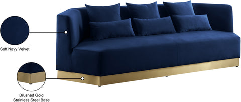 Prescott 93" Navy Velvet Upholstered Sofa, 1 Piece