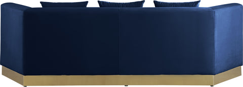 Prescott 93" Navy Velvet Upholstered Sofa, 1 Piece