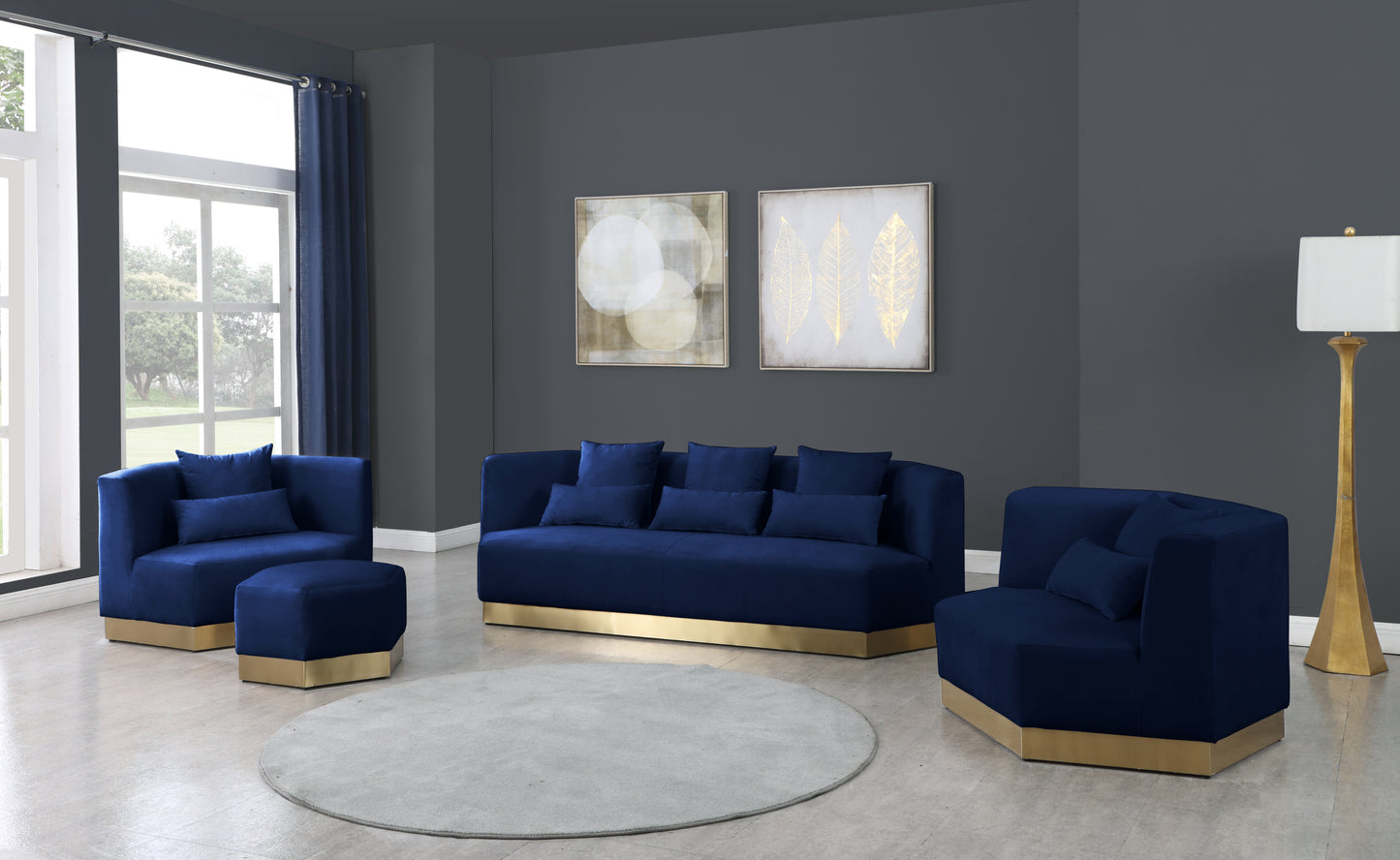 lucas navy velvet sofa s