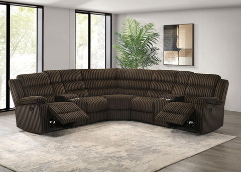 Morris Upholstered Reclining Sectional Sofa Chocolate
