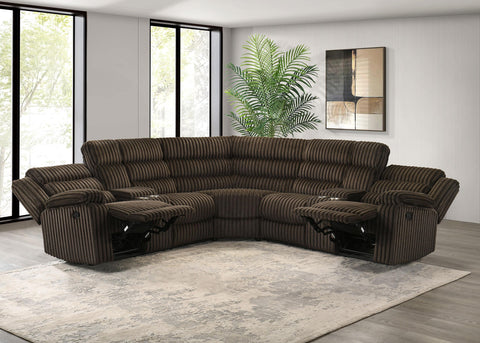 Morris Upholstered Reclining Sectional Sofa Chocolate