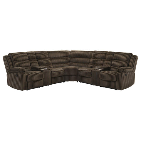 Morris Upholstered Reclining Sectional Sofa Chocolate