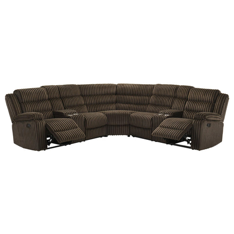 Morris Upholstered Reclining Sectional Sofa Chocolate