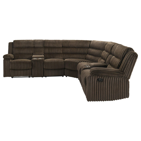 Morris Upholstered Reclining Sectional Sofa Chocolate