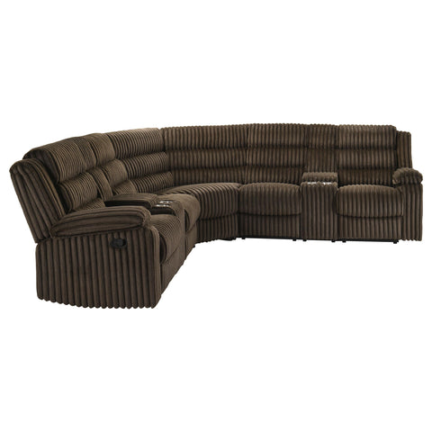 Morris Upholstered Reclining Sectional Sofa Chocolate