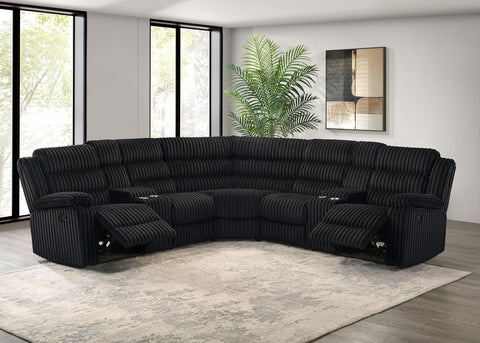 Morris Upholstered Reclining Sectional Sofa Black