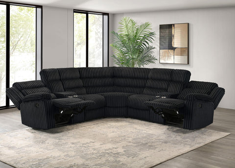 Morris Upholstered Reclining Sectional Sofa Black