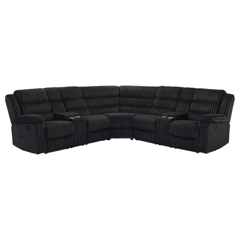 Morris Upholstered Reclining Sectional Sofa Black