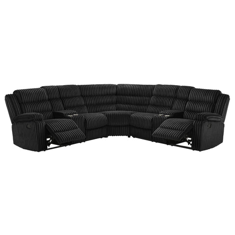 Morris Upholstered Reclining Sectional Sofa Black