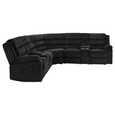 Morris Upholstered Reclining Sectional Sofa Black