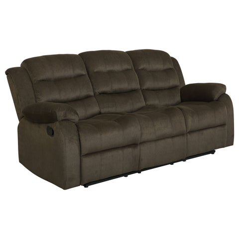 Alyssum Upholstered Padded Arm Reclining Sofa Olive BrownOlive Brown