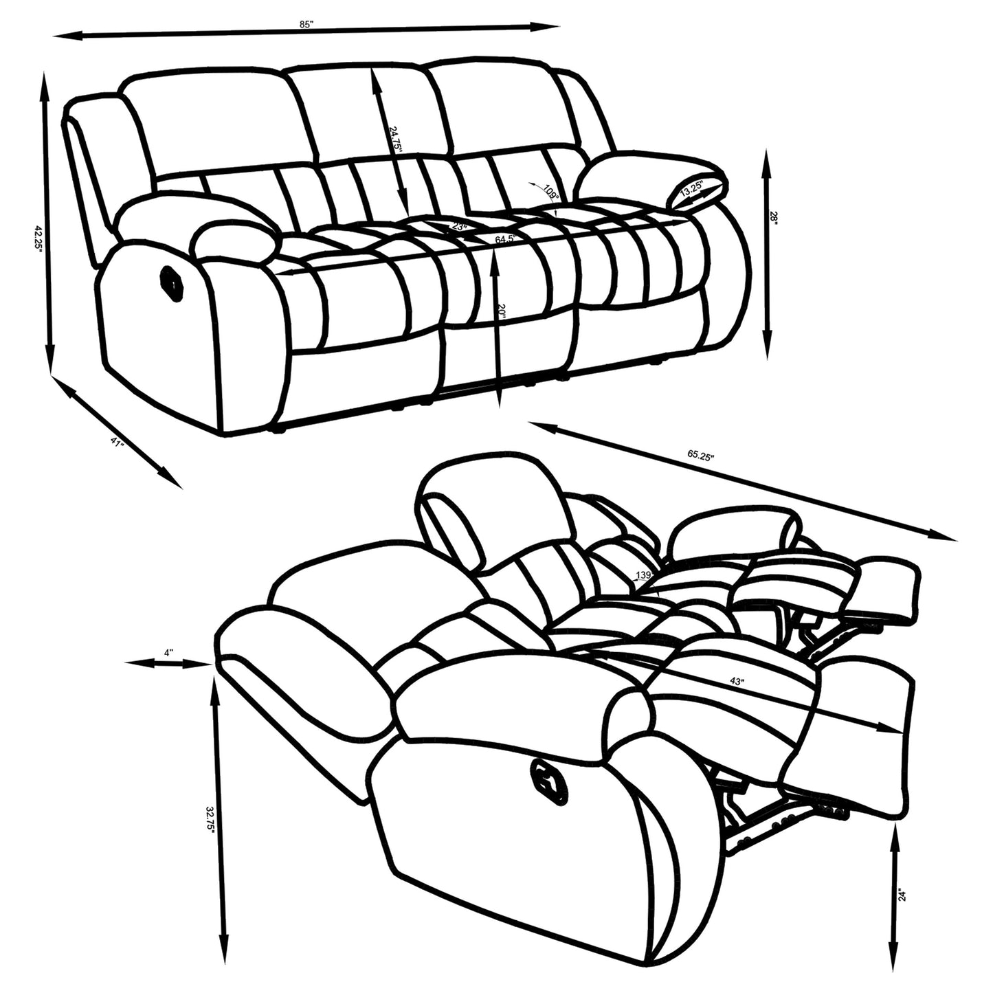2 pc motion sofa set