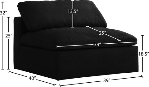 Damian Black Linen Textured Fabric Deluxe Comfort Modular Armless Chair Armless