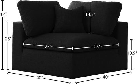 Damian Black Linen Textured Fabric Deluxe Comfort Modular Corner Chair Corner