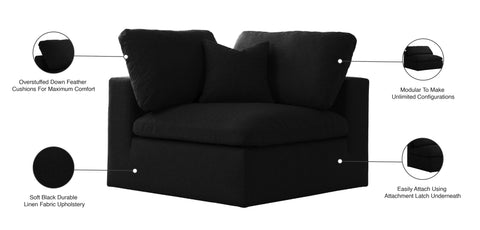 Damian Black Linen Textured Fabric Deluxe Comfort Modular Corner Chair Corner