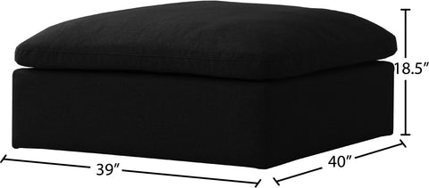 Damian Black Linen Textured Fabric Deluxe Comfort Modular Ottoman Ott